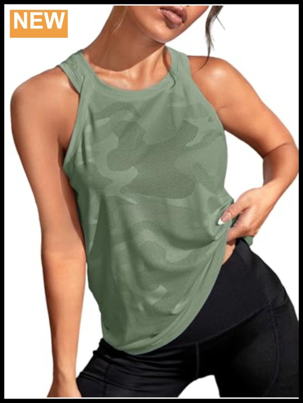 OYOANGLE Women's Camo Print Sleeveless Workout Running Tank Top